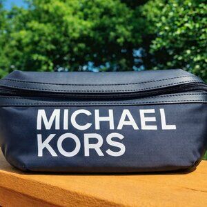 Michael Kors Logo Belt Bag Fanny Pack Black White Adjustable Strap NWT